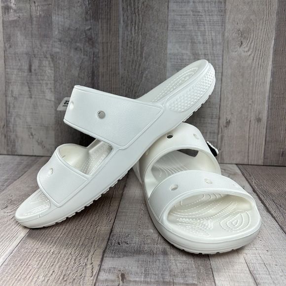 Crocs Women's Classic Slide Sandal Comfort Two Strap Slip On White Size 9 - Picture 2 of 13